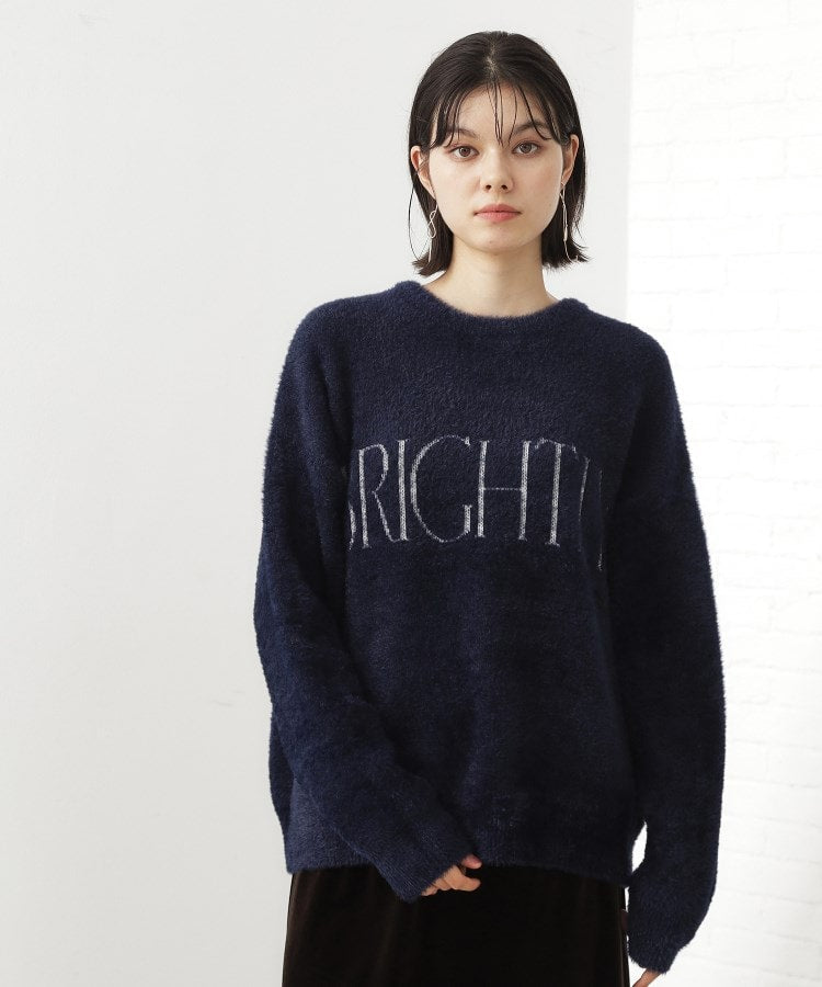 ザ ショップ ティーケー  (ウィメン) THE SHOP TK(Women) ベルベットフェザーロゴニットプルオーバー （チャコールグレー(014)） チャコールグレー(014)