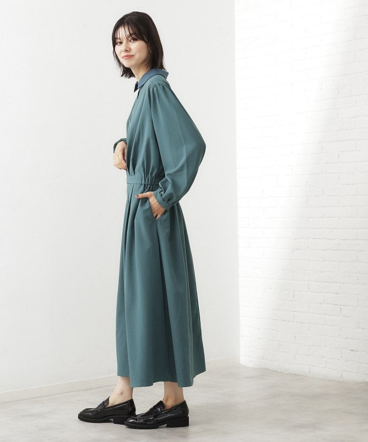 ザ ショップ ティーケー  (ウィメン) THE SHOP TK(Women) サップ襟付ワンピース （ブルー(092)） ブルー(092)