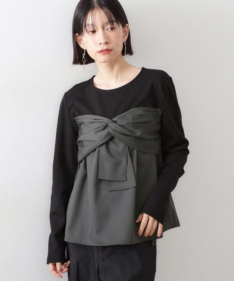 ザ ショップ ティーケー  (ウィメン) THE SHOP TK(Women) 布帛切替カットソー （ブラック(519)） ブラック(519)