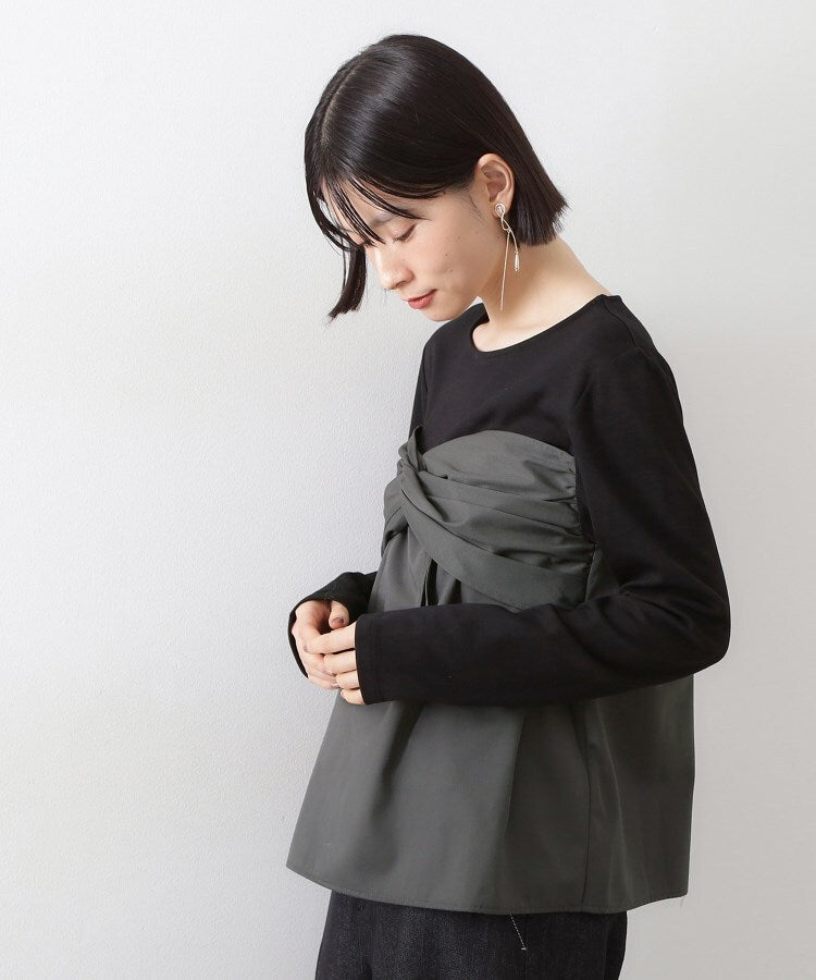 ザ ショップ ティーケー  (ウィメン) THE SHOP TK(Women) 布帛切替カットソー （ブラック(519)） ブラック(519)