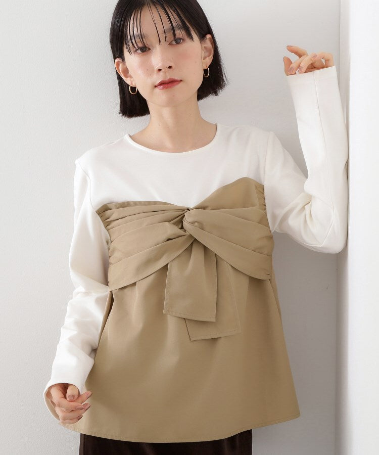 ザ ショップ ティーケー  (ウィメン) THE SHOP TK(Women) 布帛切替カットソー （アイボリー(504)） アイボリー(504)