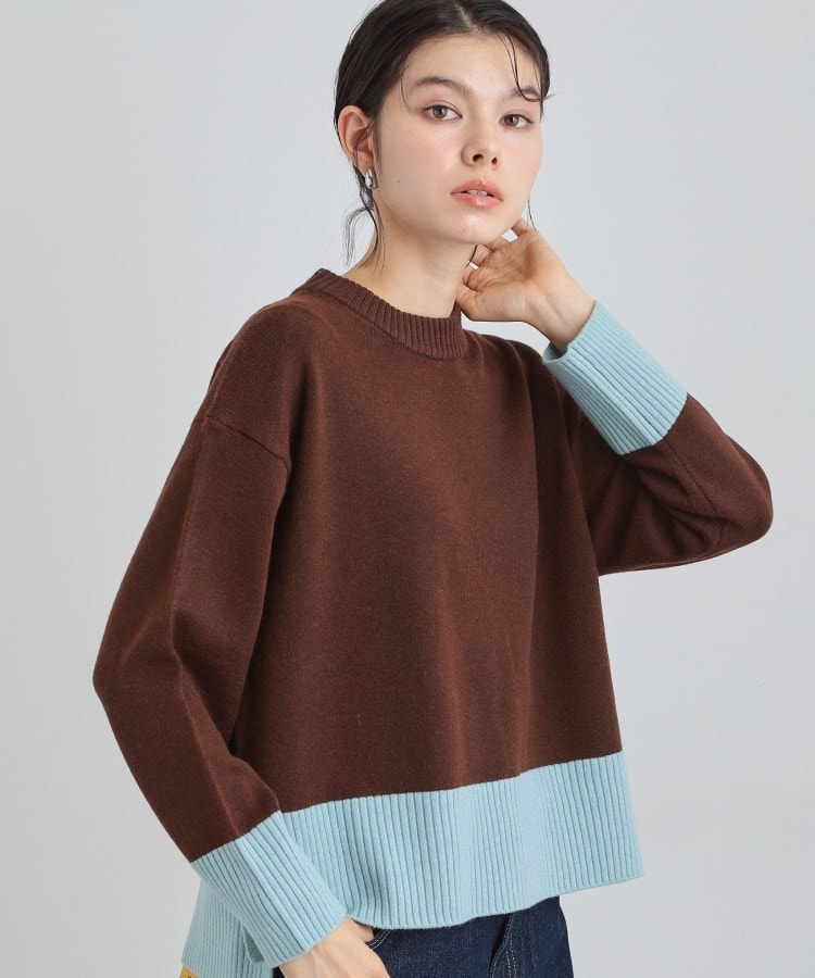 ザ ショップ ティーケー  (ウィメン) THE SHOP TK(Women) カラーブロックニット （ブラウン(543)） ブラウン(543)