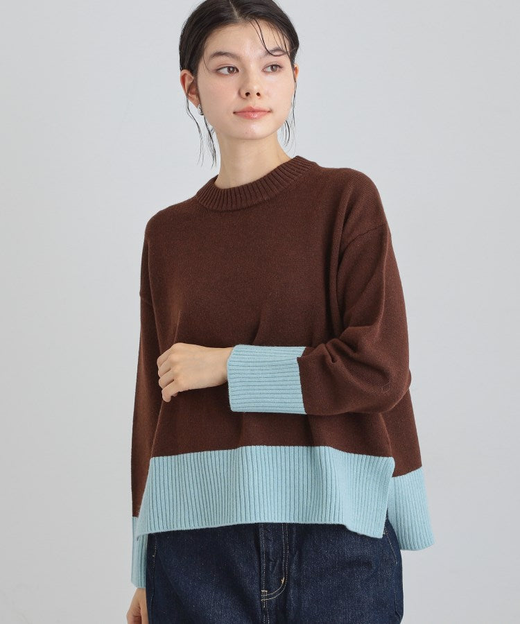 ザ ショップ ティーケー  (ウィメン) THE SHOP TK(Women) カラーブロックニット （ブラウン(543)） ブラウン(543)