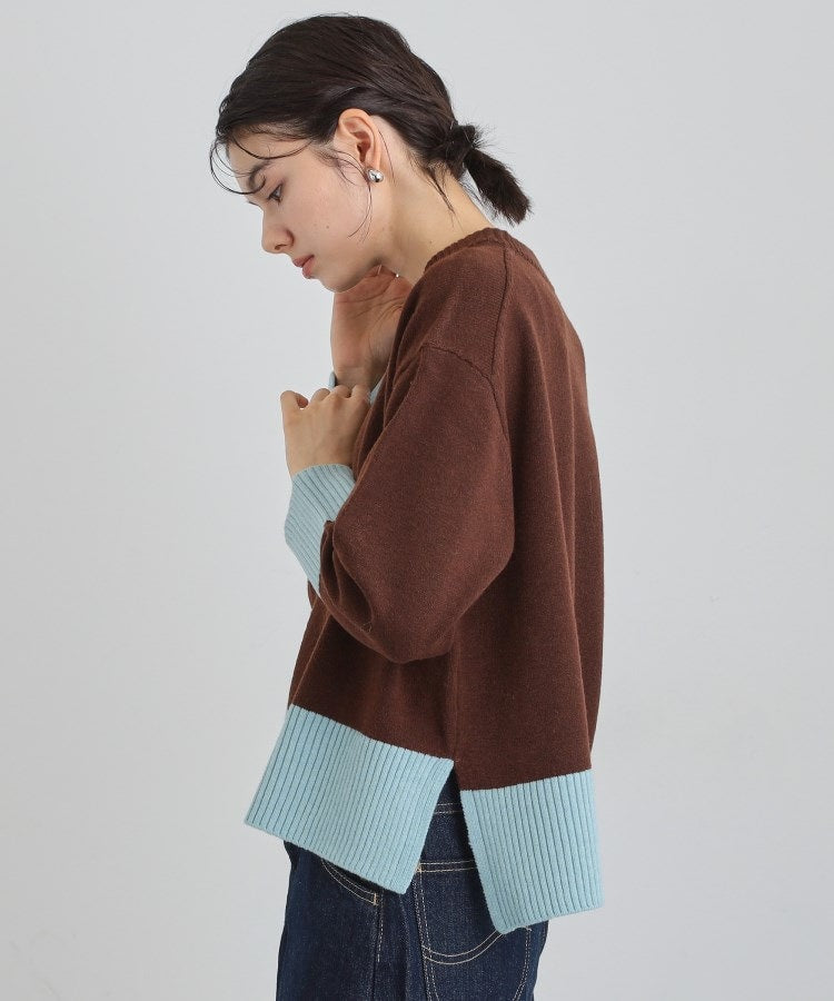 ザ ショップ ティーケー  (ウィメン) THE SHOP TK(Women) カラーブロックニット （ブラウン(543)） ブラウン(543)
