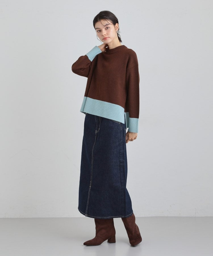 ザ ショップ ティーケー  (ウィメン) THE SHOP TK(Women) カラーブロックニット （ブラウン(543)） ブラウン(543)