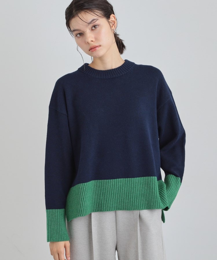 ザ ショップ ティーケー  (ウィメン) THE SHOP TK(Women) カラーブロックニット （ブラウン(543)） ブラウン(543)