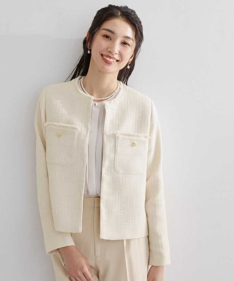 ザ ショップ ティーケー  (ウィメン) THE SHOP TK(Women) ツイードノーカラージャケット （ネイビー(094)） ネイビー(094)