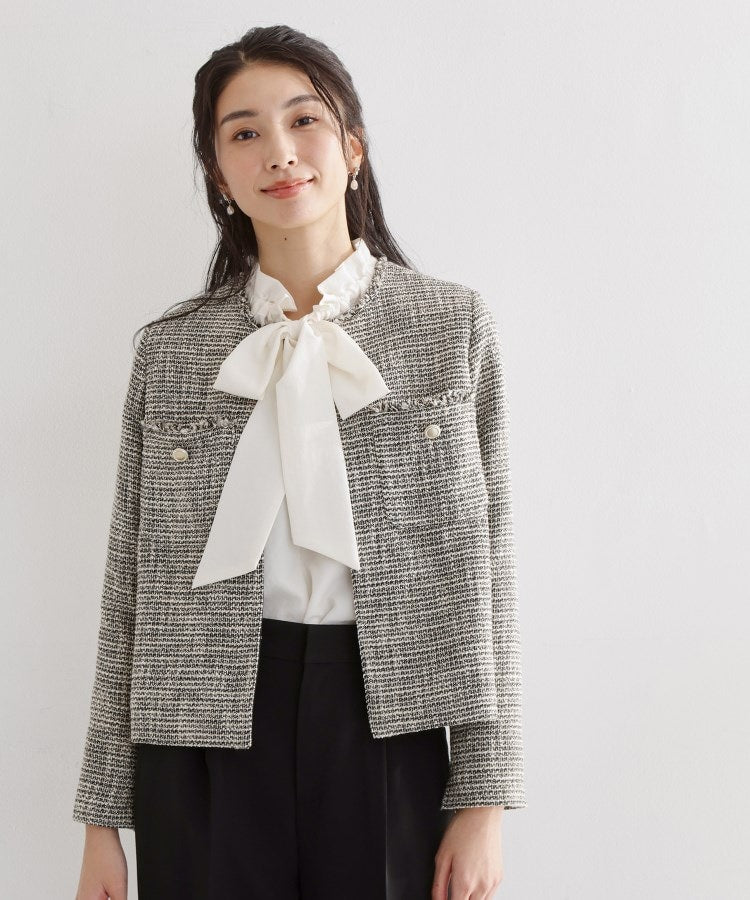 ザ ショップ ティーケー  (ウィメン) THE SHOP TK(Women) ツイードノーカラージャケット （ネイビー(094)） ネイビー(094)