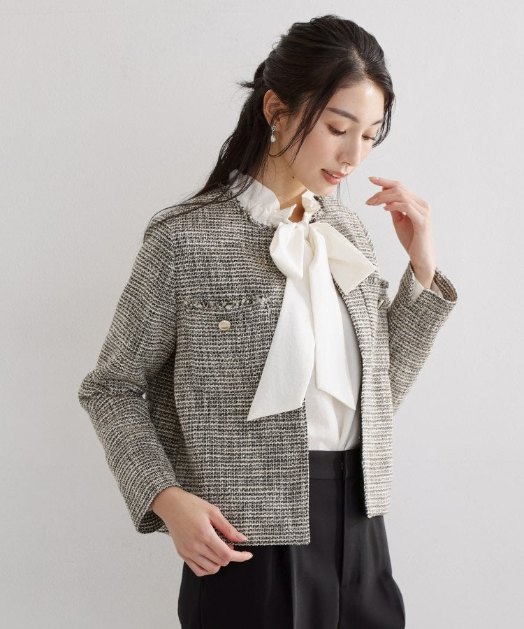 ザ ショップ ティーケー  (ウィメン) THE SHOP TK(Women) ツイードノーカラージャケット （ネイビー(094)） ネイビー(094)