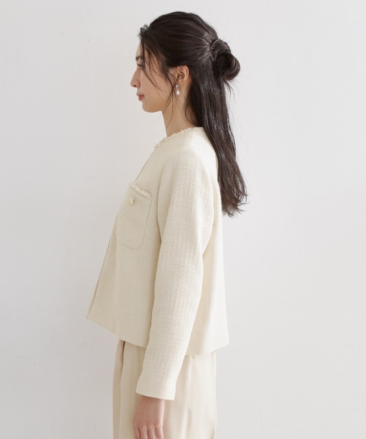 ザ ショップ ティーケー  (ウィメン) THE SHOP TK(Women) ツイードノーカラージャケット （ネイビー(094)） ネイビー(094)