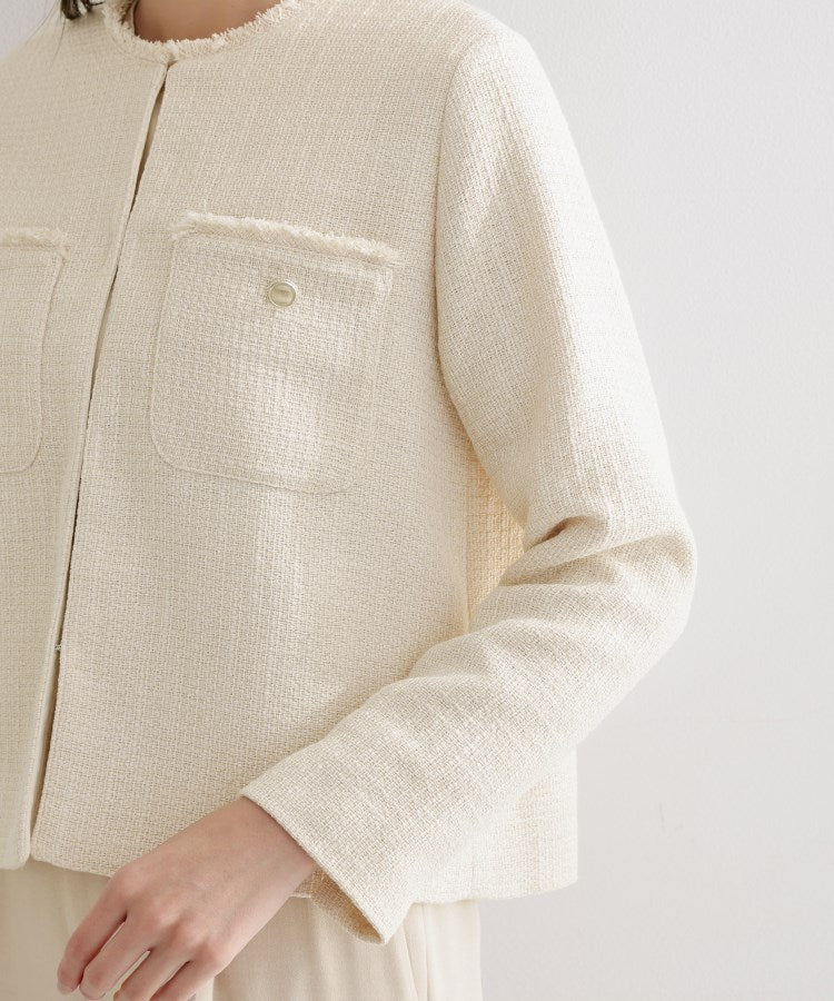 ザ ショップ ティーケー  (ウィメン) THE SHOP TK(Women) ツイードノーカラージャケット （ネイビー(094)） ネイビー(094)