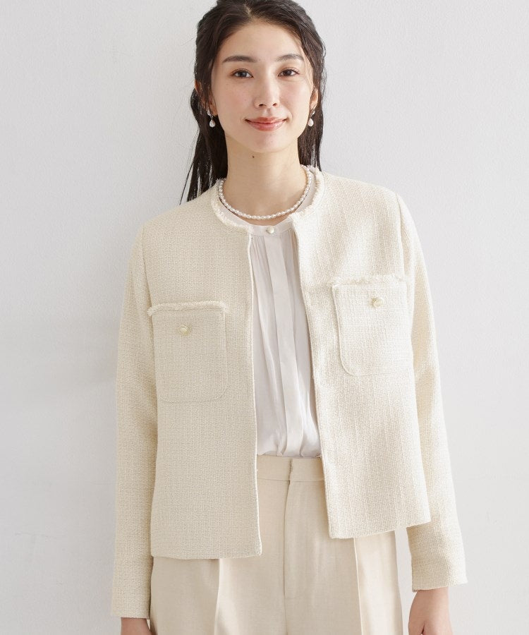 ザ ショップ ティーケー  (ウィメン) THE SHOP TK(Women) ツイードノーカラージャケット （ネイビー(094)） ネイビー(094)