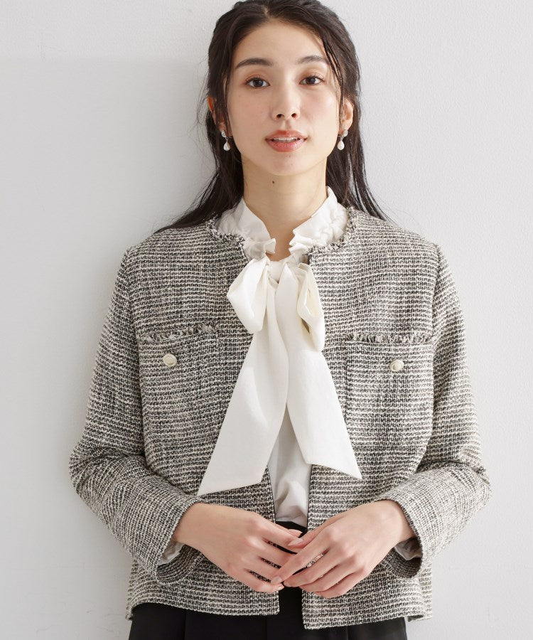ザ ショップ ティーケー  (ウィメン) THE SHOP TK(Women) ツイードノーカラージャケット （ネイビー(094)） ネイビー(094)