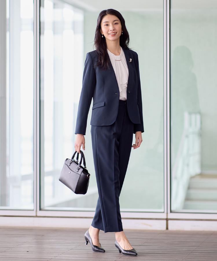ザ ショップ ティーケー  (ウィメン) THE SHOP TK(Women) 【セットアップ可/洗濯機可/イージーケア/防汚加工】ダブルクロス ノーカラージャケット （ブラック(019)） ブラック(019)