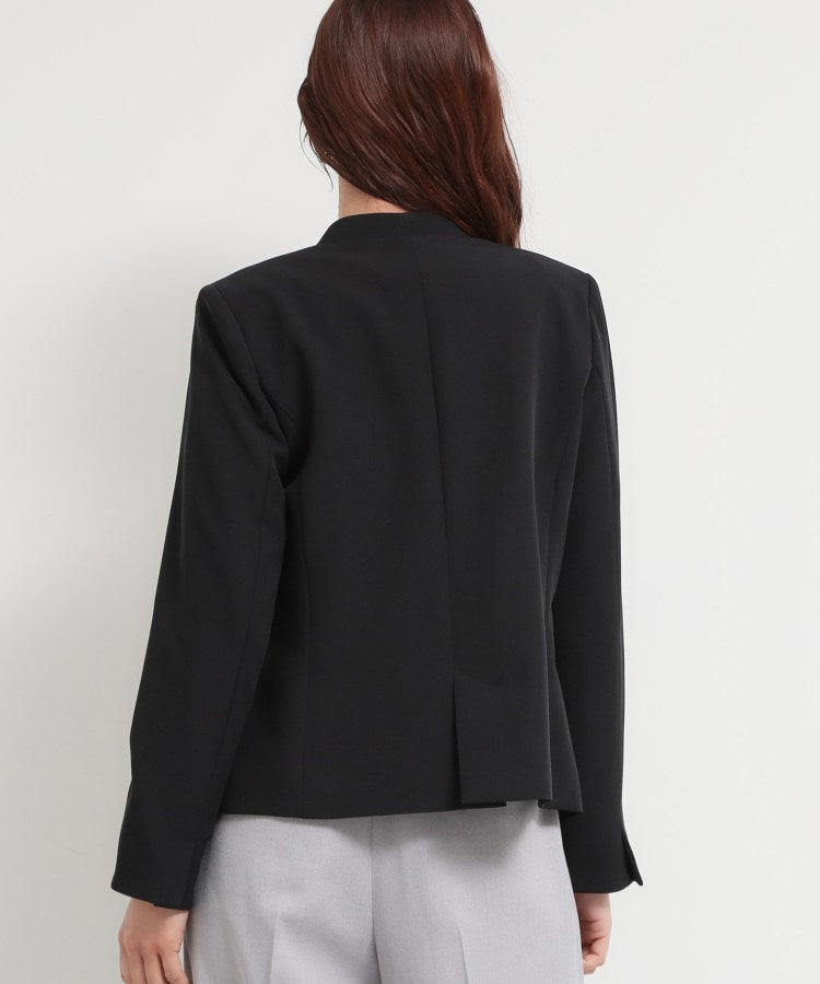 ザ ショップ ティーケー  (ウィメン) THE SHOP TK(Women) 【セットアップ可/洗濯機可/イージーケア/防汚加工】ダブルクロス ノーカラージャケット （ブラック(019)） ブラック(019)