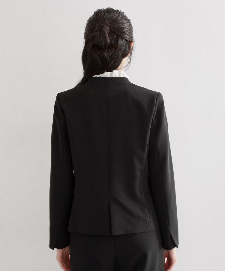 ザ ショップ ティーケー  (ウィメン) THE SHOP TK(Women) 【セットアップ可/洗濯機可/イージーケア/防汚加工】ダブルクロス ノーカラージャケット （ブラック(019)） ブラック(019)
