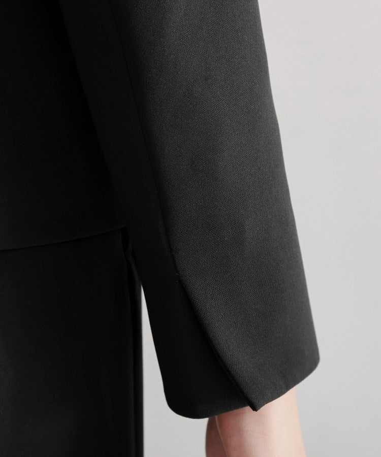 ザ ショップ ティーケー  (ウィメン) THE SHOP TK(Women) 【セットアップ可/洗濯機可/イージーケア/防汚加工】ダブルクロス ノーカラージャケット （ブラック(019)） ブラック(019)