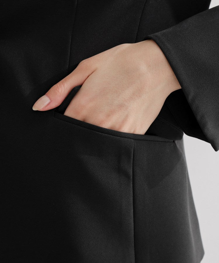 ザ ショップ ティーケー  (ウィメン) THE SHOP TK(Women) 【セットアップ可/洗濯機可/イージーケア/防汚加工】ダブルクロス ノーカラージャケット （ブラック(019)） ブラック(019)