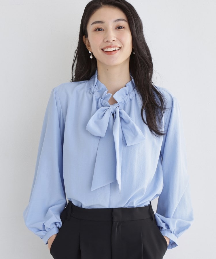 ザ ショップ ティーケー  (ウィメン) THE SHOP TK(Women) ギャザーリボンタイブラウス （ブルー(091)） ブルー(091)