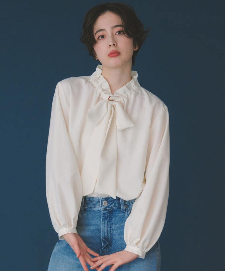 ザ ショップ ティーケー  (ウィメン) THE SHOP TK(Women) ギャザーリボンタイブラウス （ブルー(091)） ブルー(091)