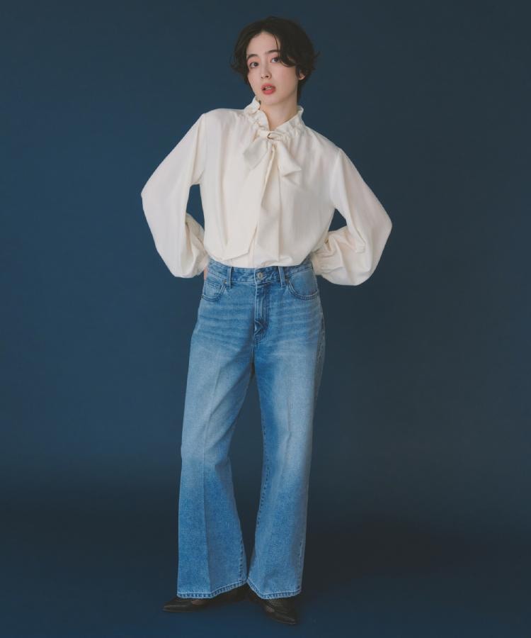 ザ ショップ ティーケー  (ウィメン) THE SHOP TK(Women) ギャザーリボンタイブラウス （ブルー(091)） ブルー(091)