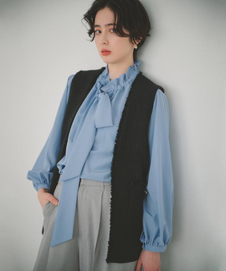 ザ ショップ ティーケー  (ウィメン) THE SHOP TK(Women) ギャザーリボンタイブラウス （ブルー(091)） ブルー(091)