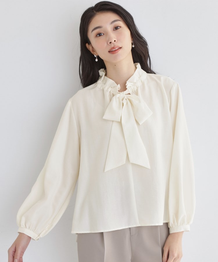 ザ ショップ ティーケー  (ウィメン) THE SHOP TK(Women) ギャザーリボンタイブラウス （ブルー(091)） ブルー(091)