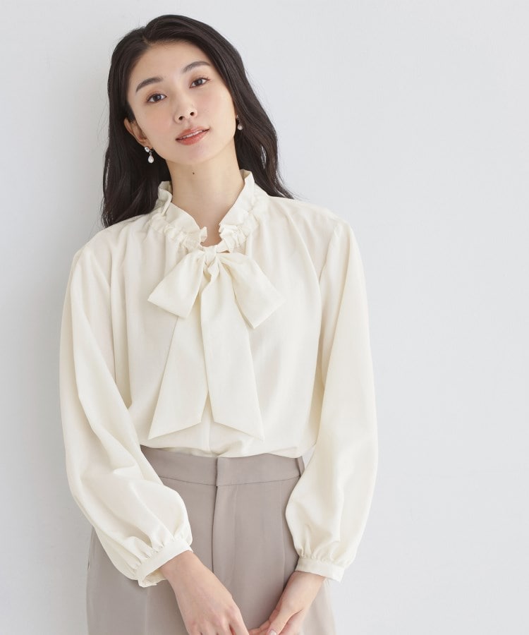 ザ ショップ ティーケー  (ウィメン) THE SHOP TK(Women) ギャザーリボンタイブラウス （ブルー(091)） ブルー(091)