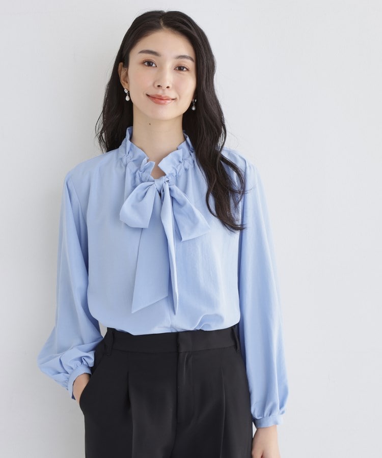 ザ ショップ ティーケー  (ウィメン) THE SHOP TK(Women) ギャザーリボンタイブラウス （ブルー(091)） ブルー(091)
