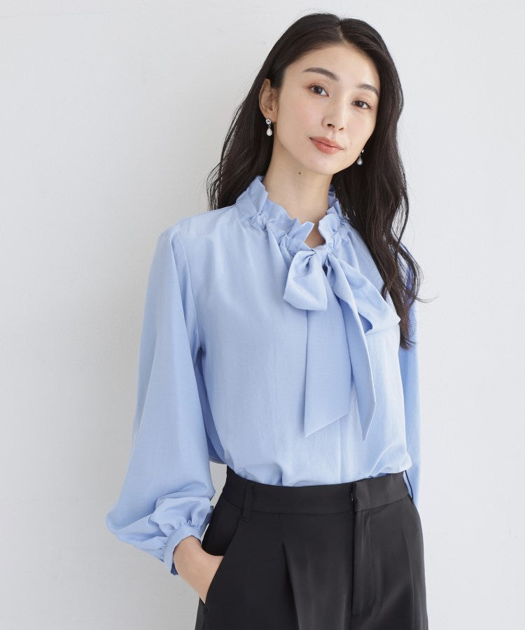 ザ ショップ ティーケー  (ウィメン) THE SHOP TK(Women) ギャザーリボンタイブラウス （ブルー(091)） ブルー(091)