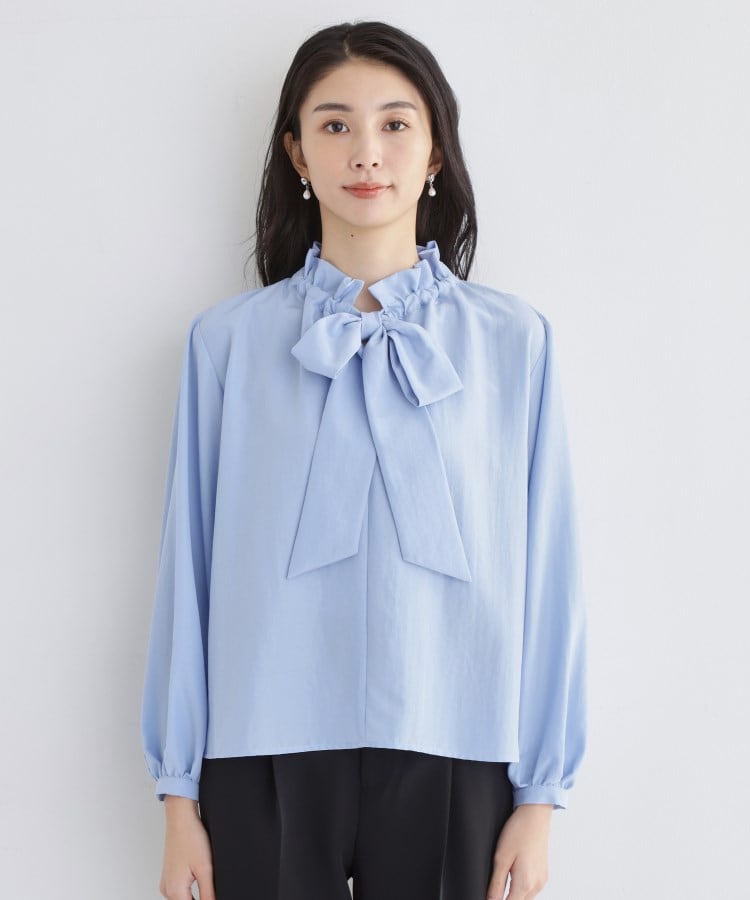 ザ ショップ ティーケー  (ウィメン) THE SHOP TK(Women) ギャザーリボンタイブラウス （ブルー(091)） ブルー(091)