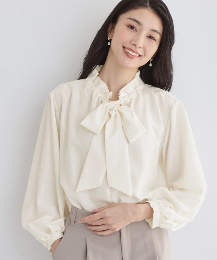 ザ ショップ ティーケー  (ウィメン) THE SHOP TK(Women) ギャザーリボンタイブラウス （ブルー(091)） ブルー(091)