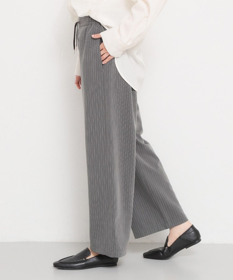 ザ ショップ ティーケー  (ウィメン) THE SHOP TK(Women) ストライプイージーワイドパンツ （ライトグレー(311)） ライトグレー(311)