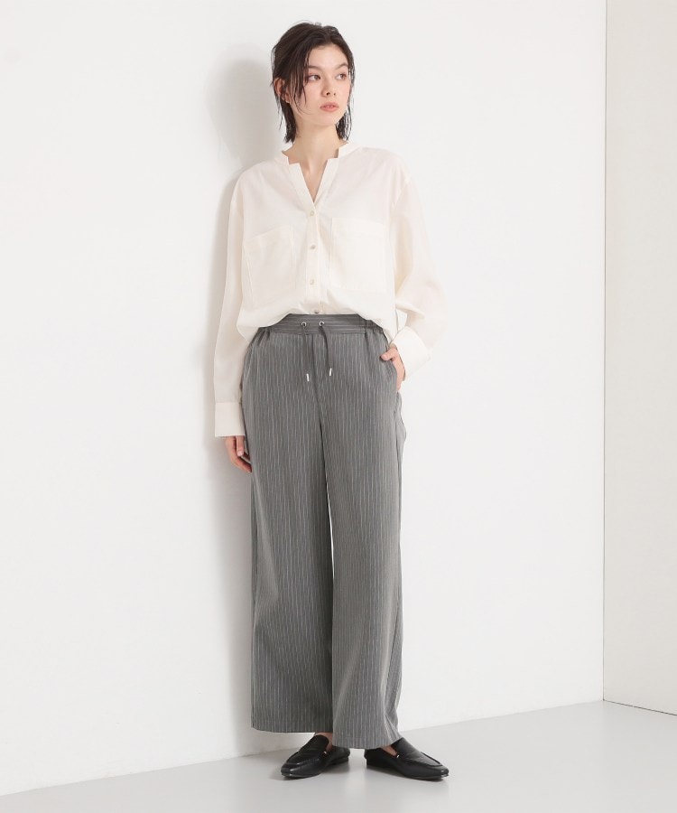 ザ ショップ ティーケー  (ウィメン) THE SHOP TK(Women) ストライプイージーワイドパンツ （ライトグレー(311)） ライトグレー(311)