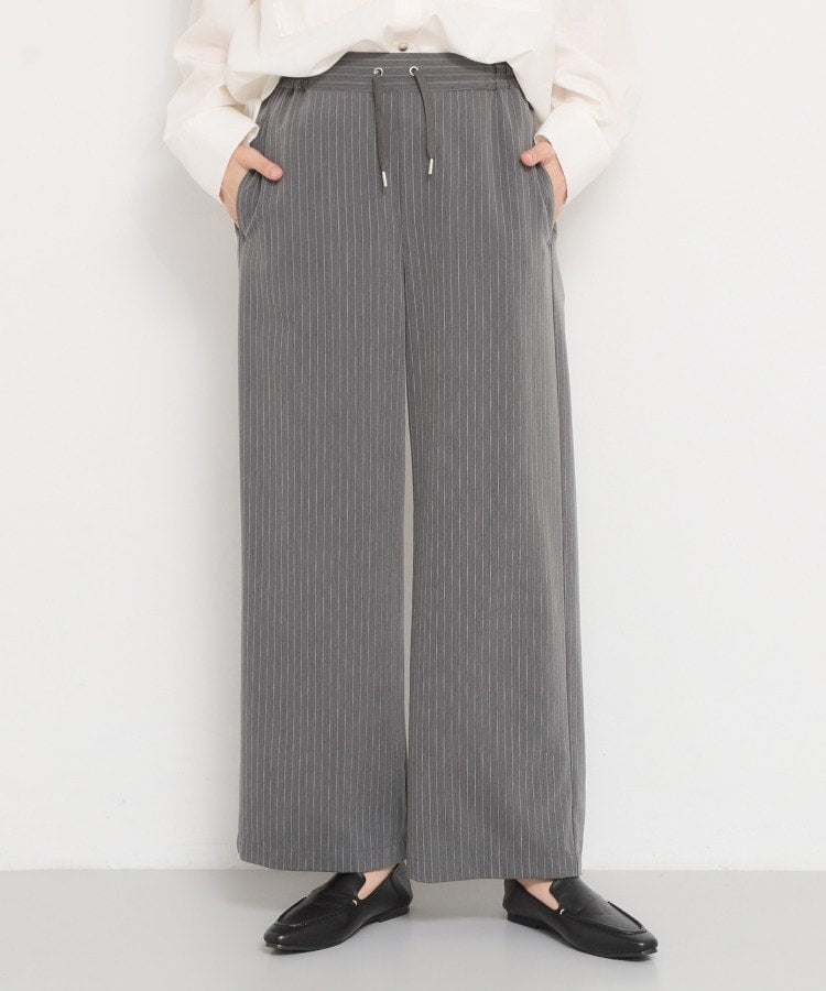 ザ ショップ ティーケー  (ウィメン) THE SHOP TK(Women) ストライプイージーワイドパンツ （チャコールグレー(314)） チャコールグレー(314)