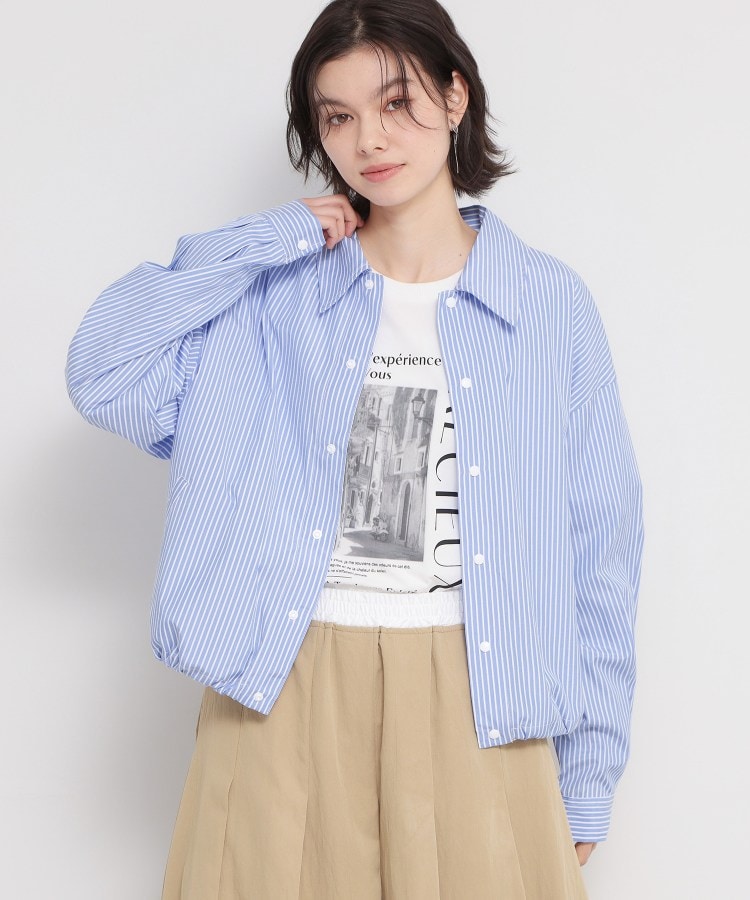 ザ ショップ ティーケー  (ウィメン) THE SHOP TK(Women) ショート丈シャツブルゾン （ブルー(391)） ブルー(391)