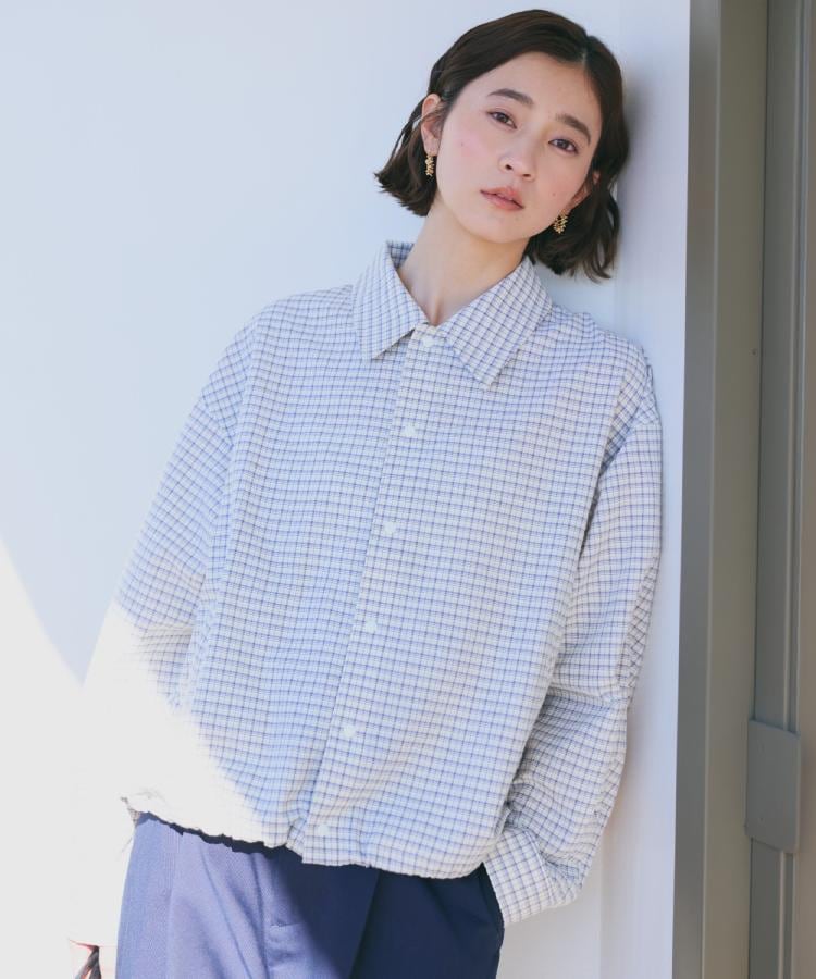 ザ ショップ ティーケー  (ウィメン) THE SHOP TK(Women) ショート丈シャツブルゾン （ブルー(391)） ブルー(391)
