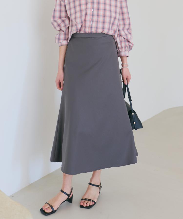 ザ ショップ ティーケー  (ウィメン) THE SHOP TK(Women) サテンフレアスカート （スミクロ(018)） スミクロ(018)
