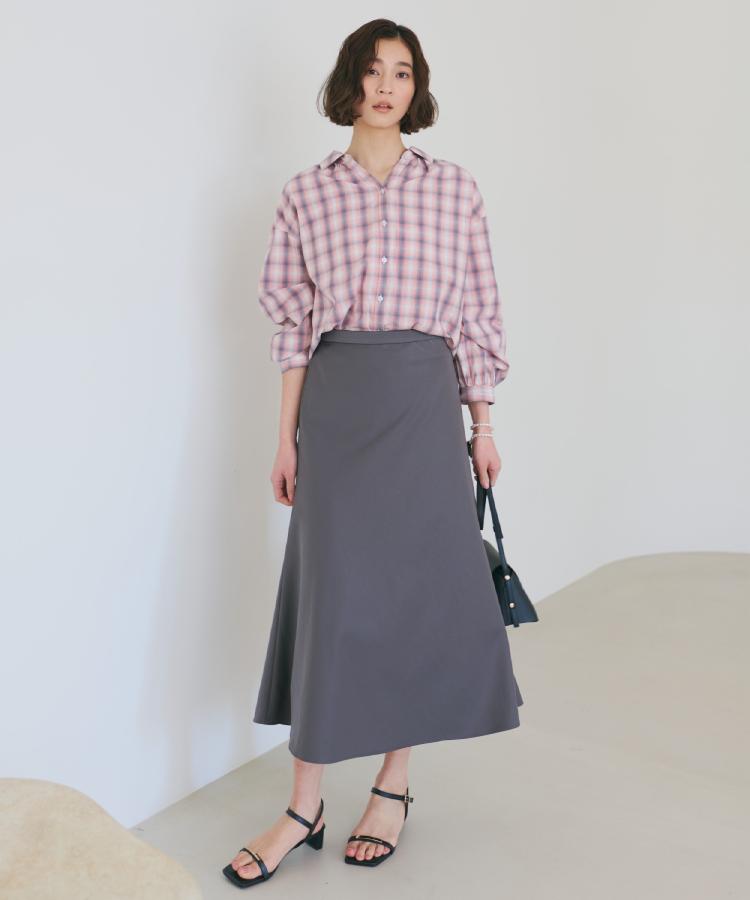 ザ ショップ ティーケー  (ウィメン) THE SHOP TK(Women) サテンフレアスカート （スミクロ(018)） スミクロ(018)
