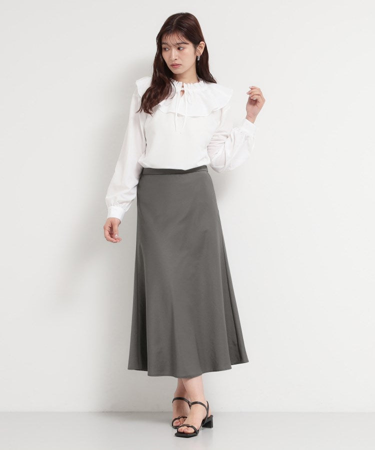 ザ ショップ ティーケー  (ウィメン) THE SHOP TK(Women) サテンフレアスカート （スミクロ(018)） スミクロ(018)