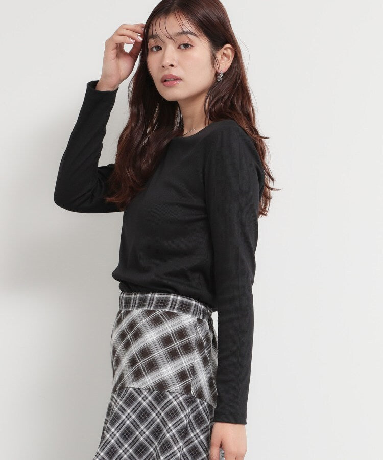 ザ ショップ ティーケー  (ウィメン) THE SHOP TK(Women) スクエアネックテレコトップス （ブラック(019)） ブラック(019)