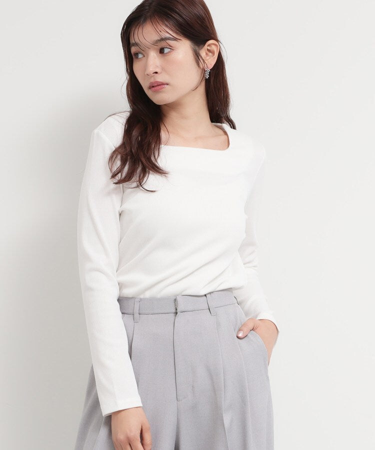 ザ ショップ ティーケー  (ウィメン) THE SHOP TK(Women) スクエアネックテレコトップス （ブラック(019)） ブラック(019)