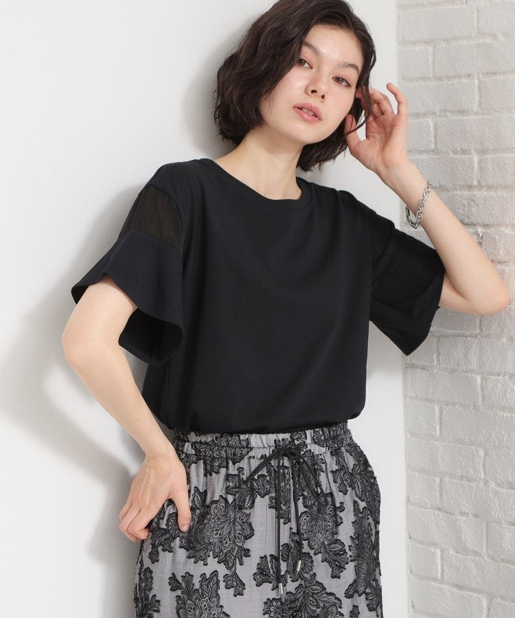 ザ ショップ ティーケー  (ウィメン) THE SHOP TK(Women) 【多機能】袖フレア挟み込みシアーTシャツ （ブラック(019)） ブラック(019)