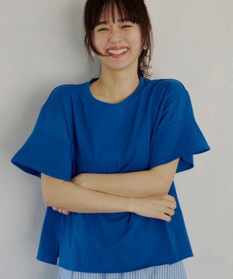 ザ ショップ ティーケー  (ウィメン) THE SHOP TK(Women) 【多機能】袖フレア挟み込みシアーTシャツ （ブラック(019)） ブラック(019)