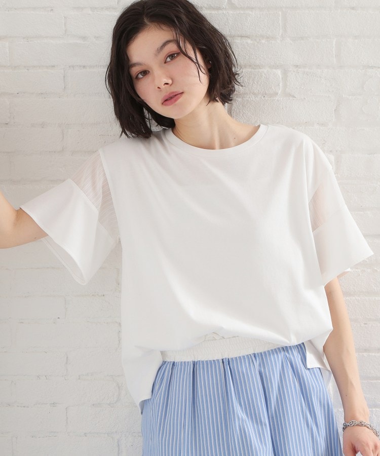 ザ ショップ ティーケー  (ウィメン) THE SHOP TK(Women) 【多機能】袖フレア挟み込みシアーTシャツ （ブラック(019)） ブラック(019)