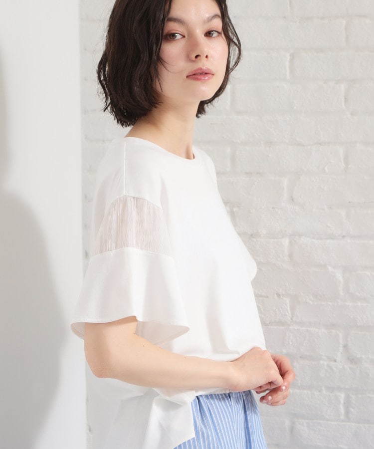 ザ ショップ ティーケー  (ウィメン) THE SHOP TK(Women) 【多機能】袖フレア挟み込みシアーTシャツ （ブラック(019)） ブラック(019)