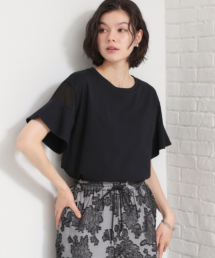 ザ ショップ ティーケー  (ウィメン) THE SHOP TK(Women) 【多機能】袖フレア挟み込みシアーTシャツ （ブラック(019)） ブラック(019)