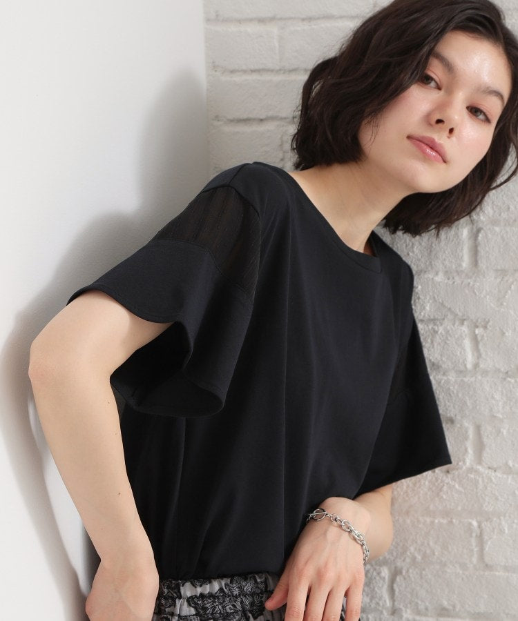 ザ ショップ ティーケー  (ウィメン) THE SHOP TK(Women) 【多機能】袖フレア挟み込みシアーTシャツ （ブラック(019)） ブラック(019)