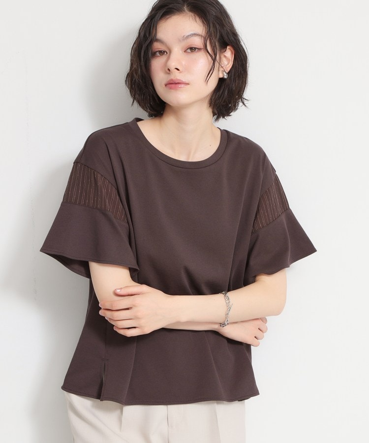 ザ ショップ ティーケー  (ウィメン) THE SHOP TK(Women) 【多機能】袖フレア挟み込みシアーTシャツ （ブラック(019)） ブラック(019)