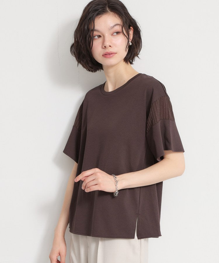 ザ ショップ ティーケー  (ウィメン) THE SHOP TK(Women) 【多機能】袖フレア挟み込みシアーTシャツ （ブラック(019)） ブラック(019)